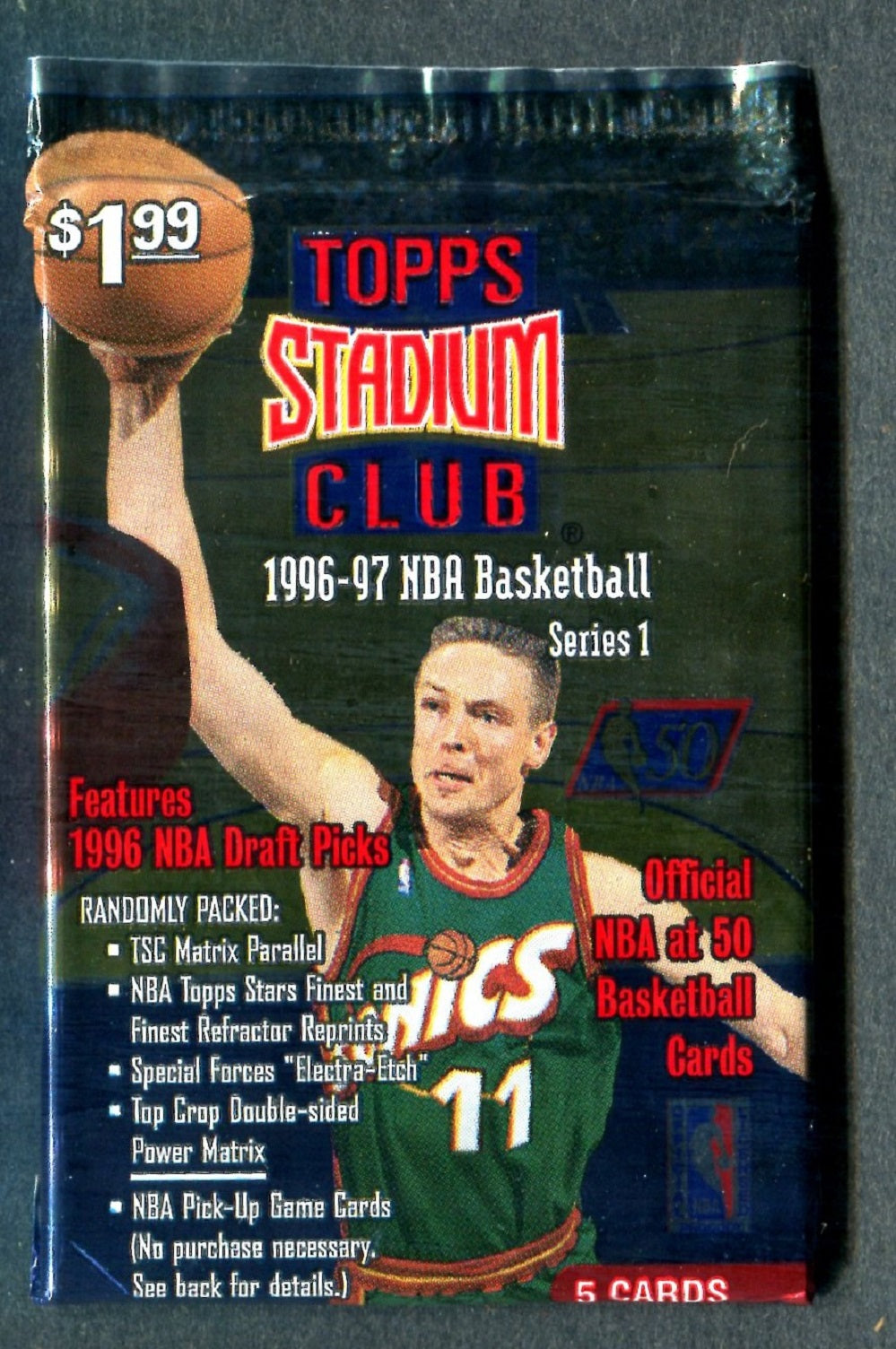 1996/97 Topps Stadium Club Basketball Unopened Series 1 Pack (Pre Priced) (5)