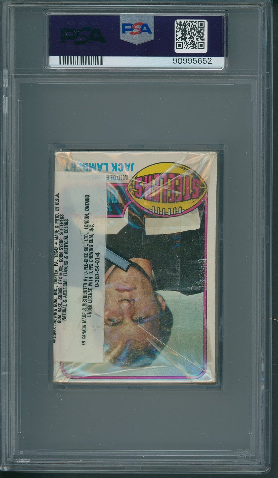 1976 Topps Football Unopened Cello Pack PSA 8 Lambert Back *5652