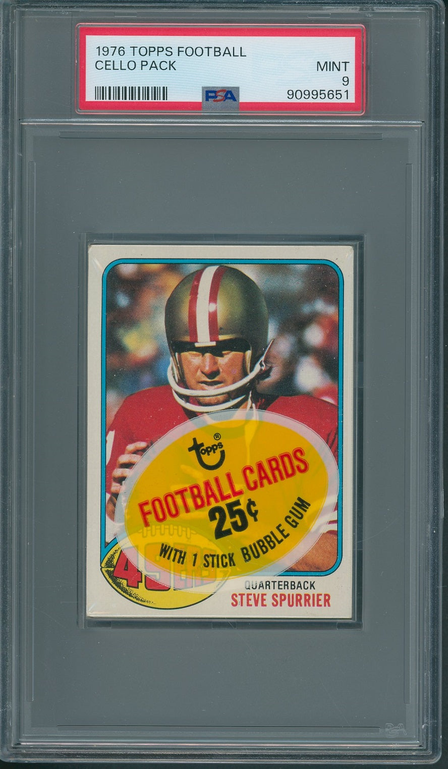 1976 Topps Football Unopened Cello Pack PSA 9 Spurrier Top Branch Back *5651