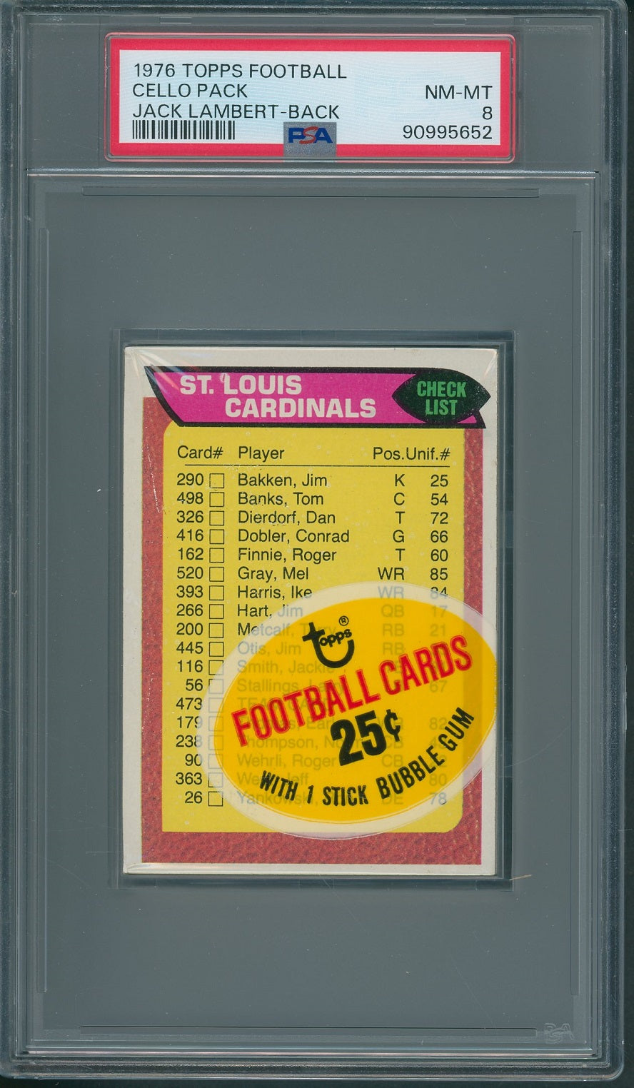 1976 Topps Football Unopened Cello Pack PSA 8 Lambert Back *5652