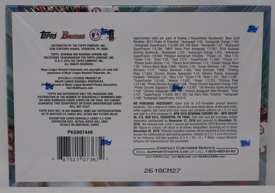 2018 Bowman Chrome Baseball Box (HTA) (3 Autos)