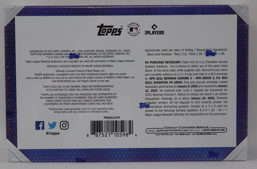 2021 Bowman Chrome X Baseball Box (Hobby)