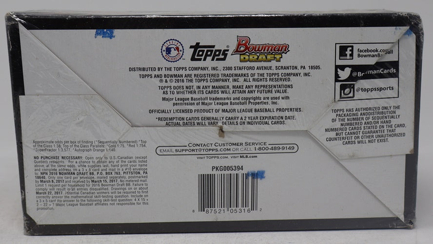 2016 Bowman Draft Baseball Jumbo Box (Hobby) (12/32)