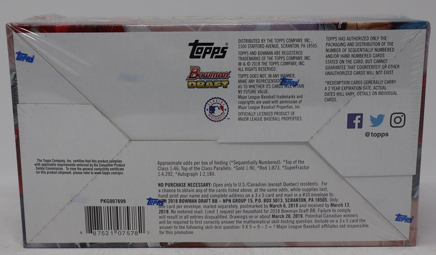 2018 Bowman Draft Baseball Jumbo Box (Hobby) (12/32)
