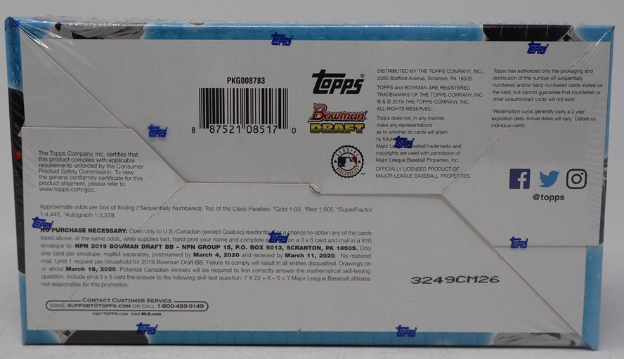 2019 Bowman Draft Baseball Jumbo Box (Hobby) (12/32)