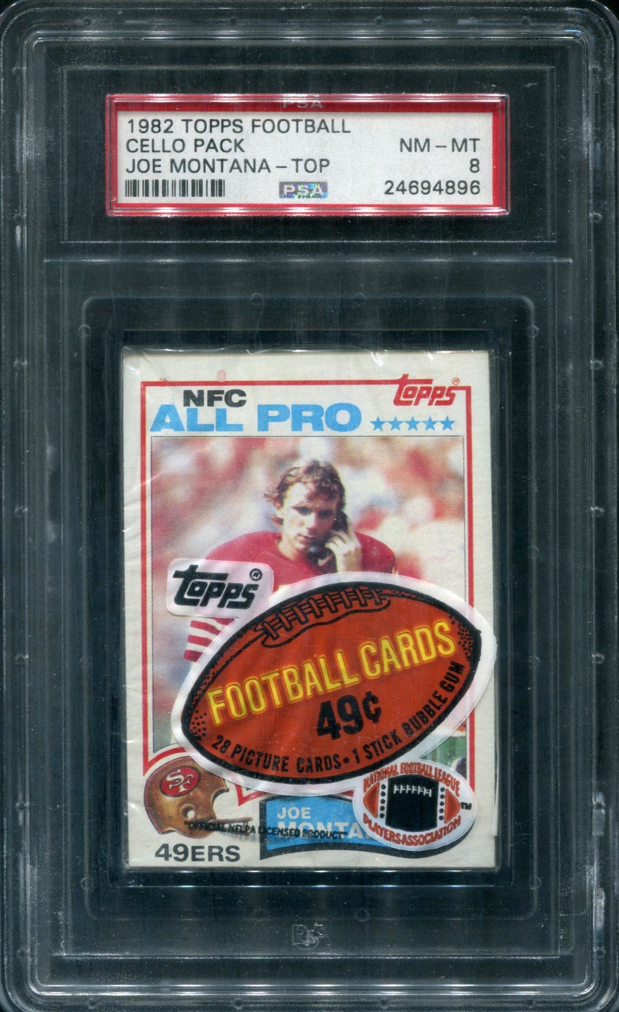 1982 Topps Football Unopened Cello Pack PSA 8 Montana Top *4896