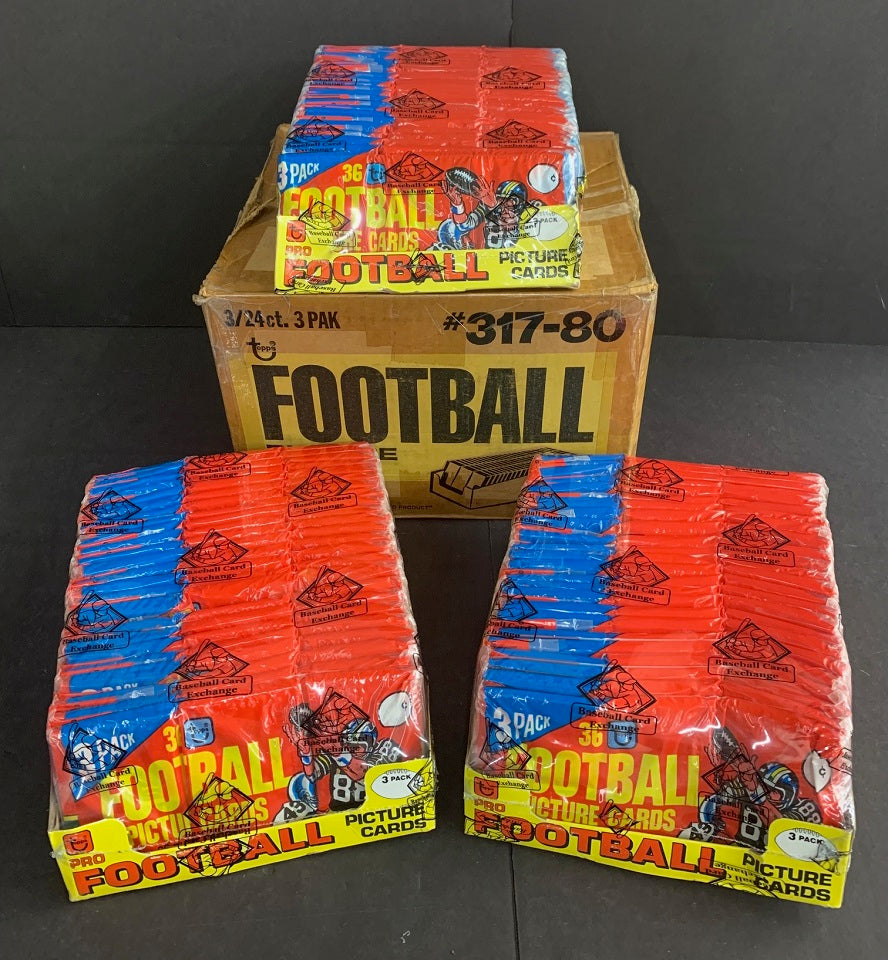 1980 Topps Football Unopened Wax Pack Rack Pack Case (3/24)