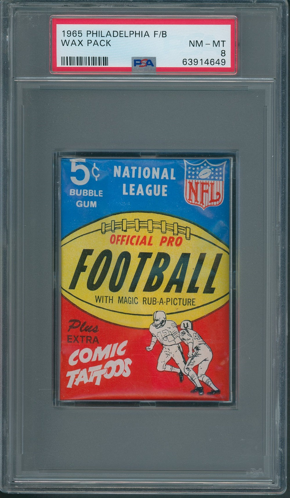 1965 Philadelphia Football Unopened Wax Pack PSA 8 *4649