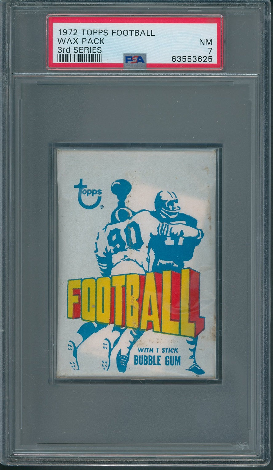 1972 Topps Football Unopened 3rd Series Wax Pack PSA 7 *3625