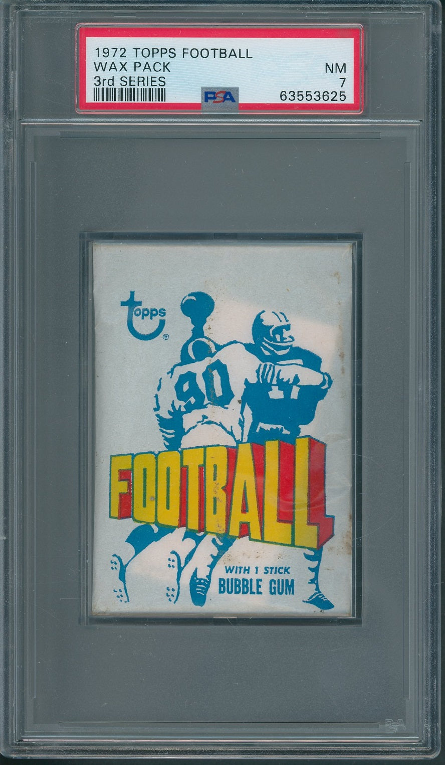 1972 Topps Football Unopened 3rd Series Wax Pack PSA 7 (*3625)