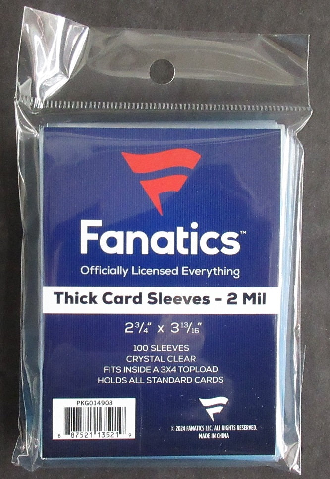 Fanatics Thick Soft Card Sleeve Pack (2 Mil) (100 Count)