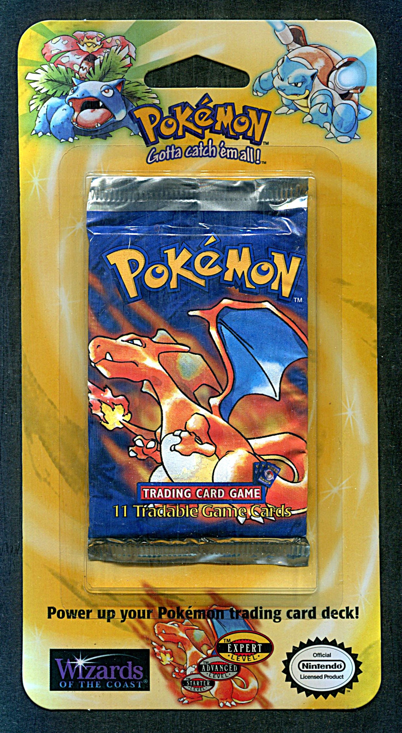 1999 WOTC Pokemon Base Set Unopened Shadowless Blister Pack Charizard (*27330)