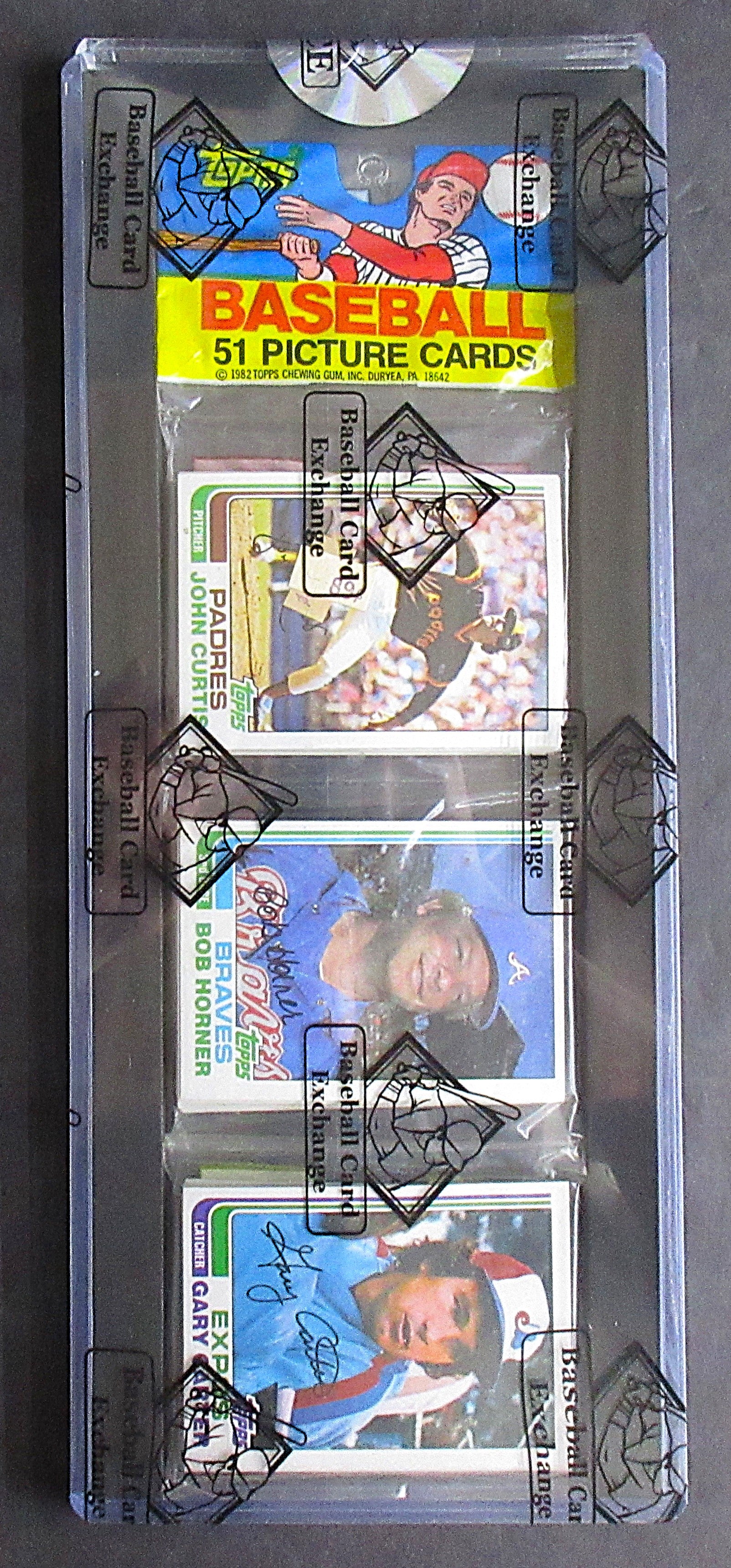 1982 Topps Baseball Unopened Rack Pack (Gary Carter Top) (BBCE) (27354)