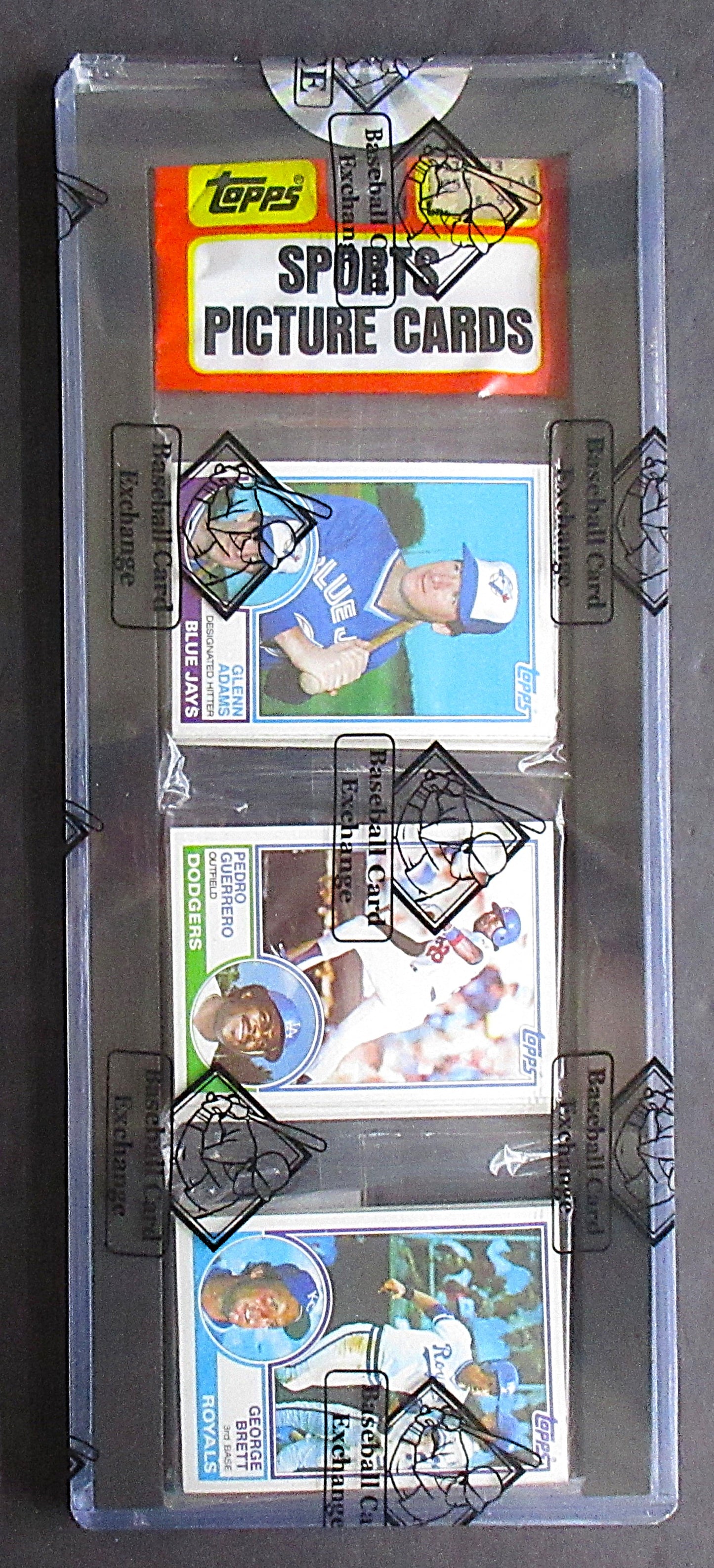 1983 Topps Baseball Unopened Rack Pack (G. Brett Top C. Fisk Back) (BBCE) (27366)