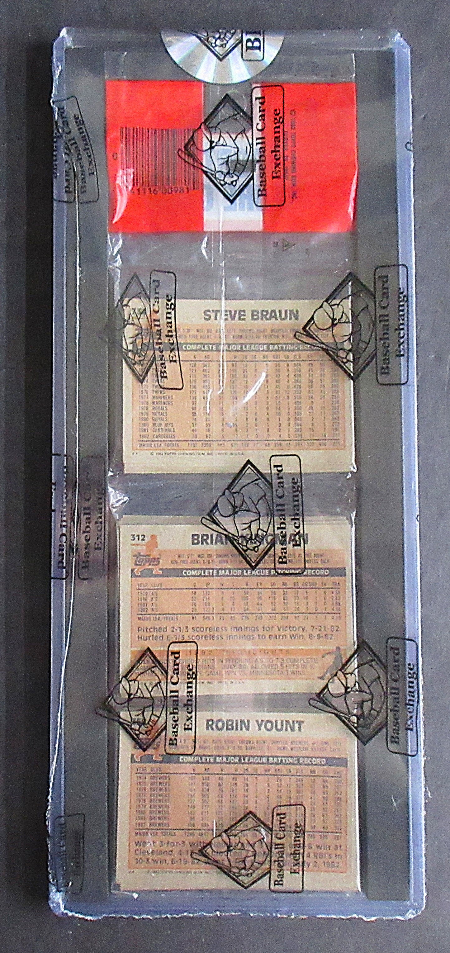 1983 Topps Baseball Unopened Rack Pack (C. Yastrzemski Top R. Yount Back) (BBCE) (27368)
