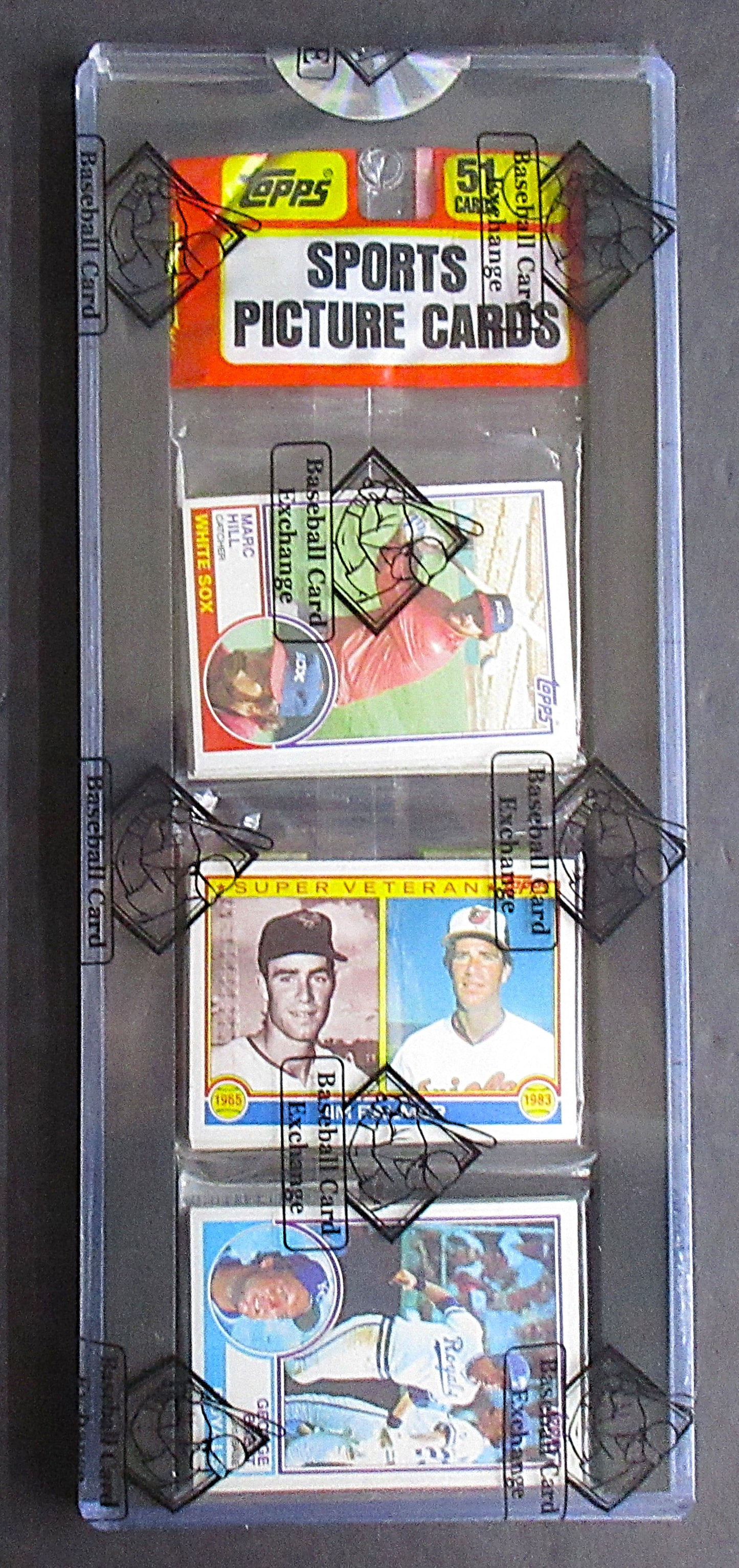 1983 Topps Baseball Unopened Rack Pack (G. Brett Top C. Fisk Back) (BBCE) (27369)