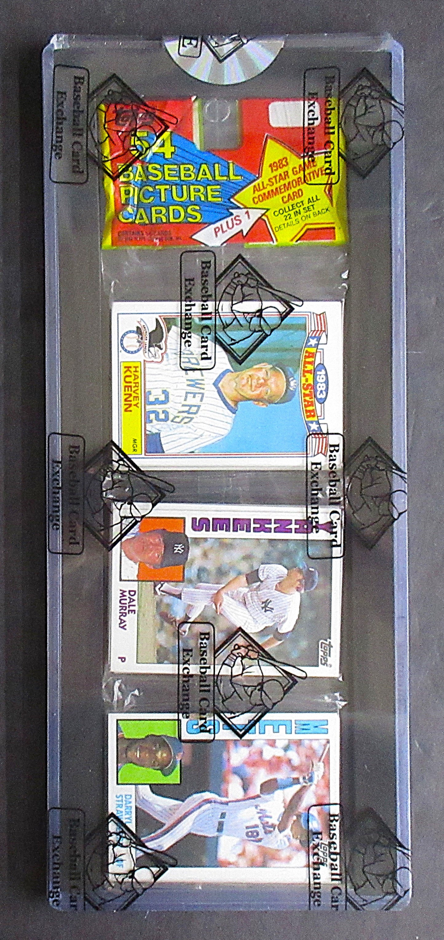 1984 Topps Baseball Unopened Rack Pack (Darryl Strawberry RC Top) (BBCE) (27373)