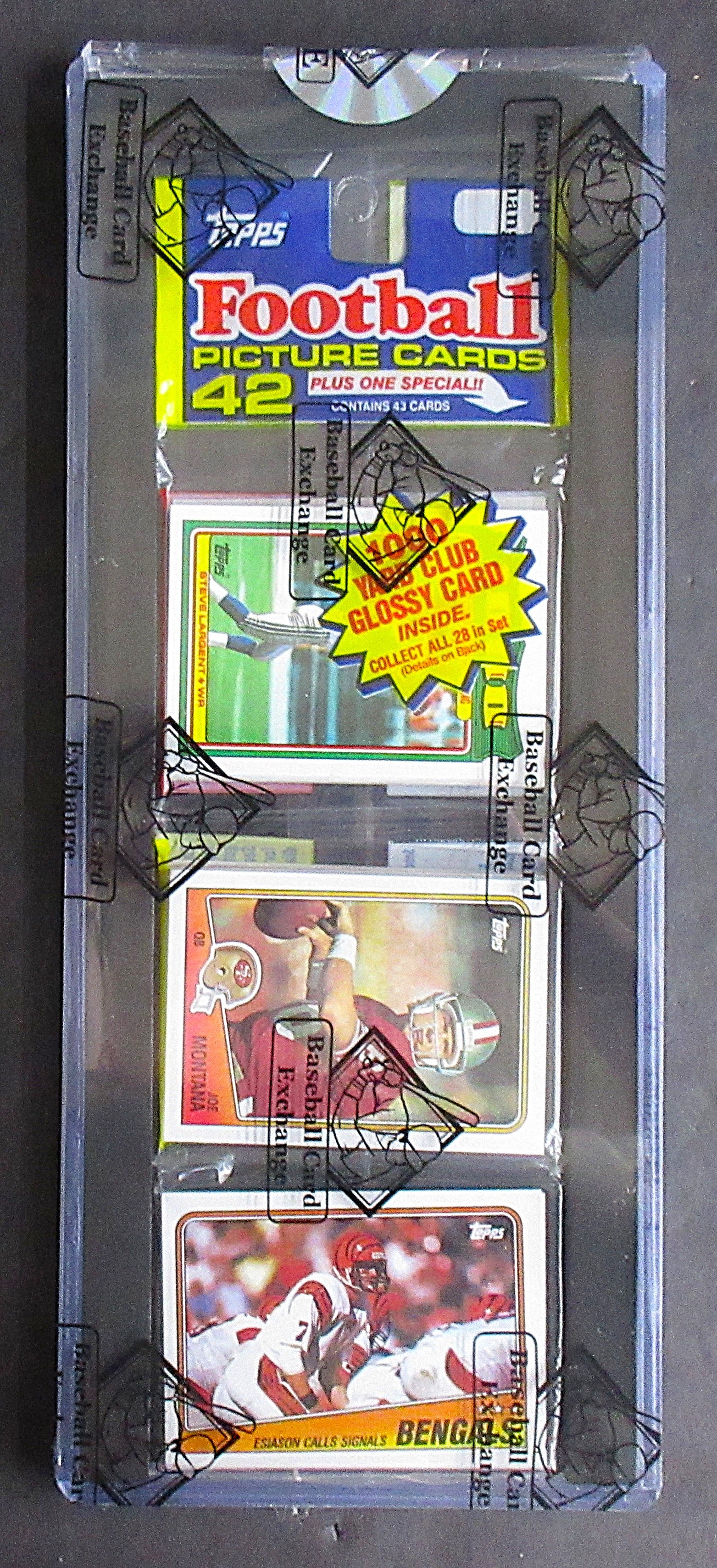 1988 Topps Football Unopened Rack Pack (Joe Montana Top) (BBCE) (27377)
