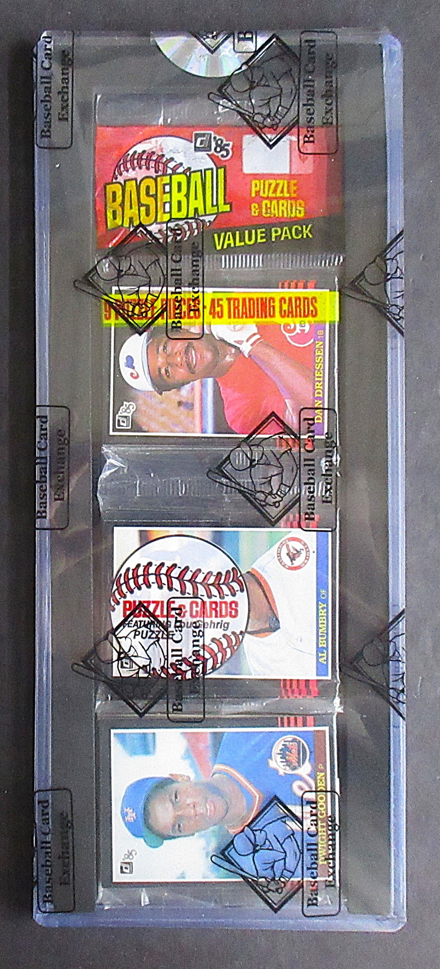 1985 Donruss Baseball Unopened Rack Pack (Dwight Gooden Top) (BBCE) (27379)