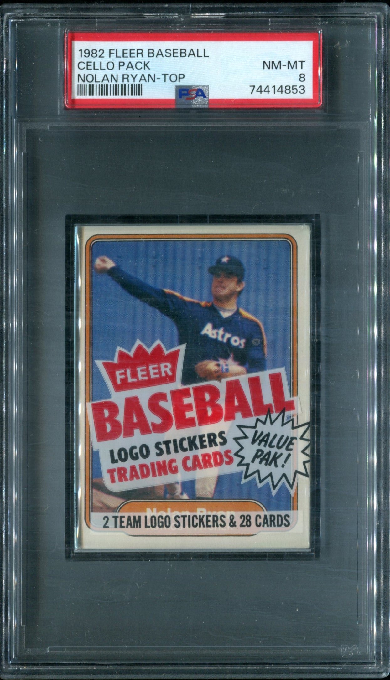 1982 Fleer Baseball Unopened Cello Pack PSA 8 Nolan Ryan Top *4853