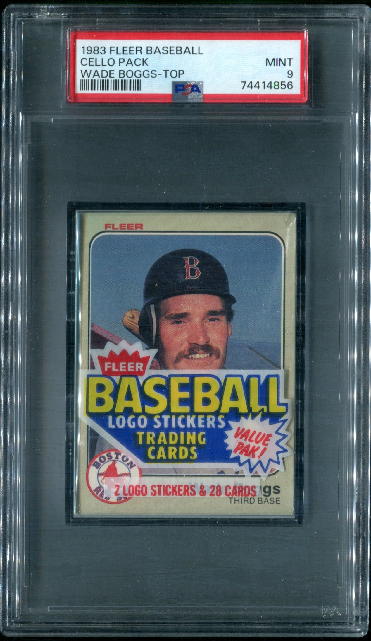 1983 Fleer Baseball Unopened Cello Pack PSA 9 Wade Boggs RC Top *4856