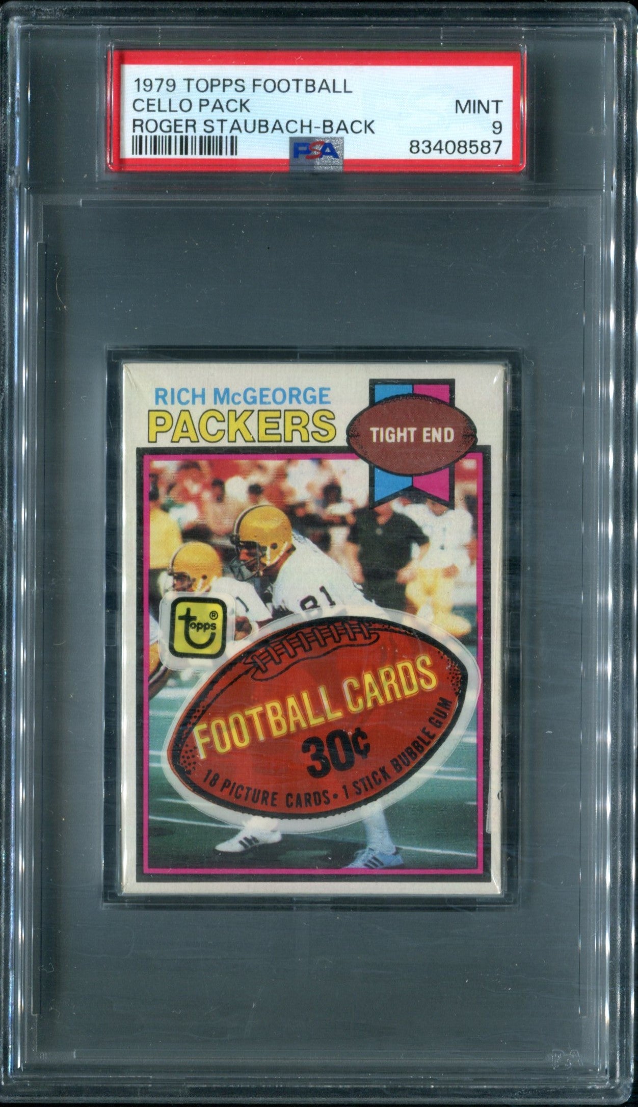 1979 Topps Football Unopened Cello Pack PSA 9 Roger Staubach Back *8587