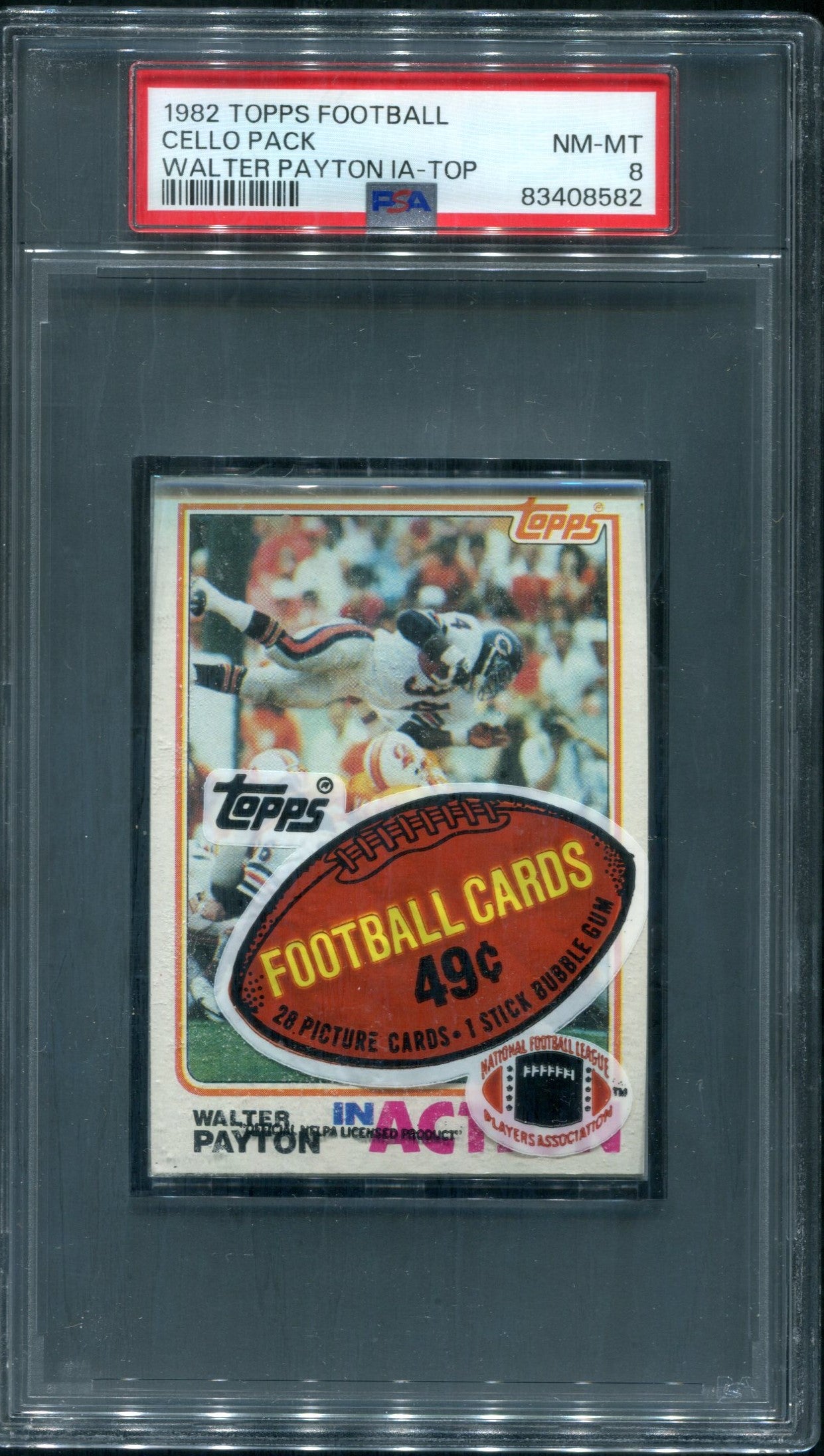 1982 Topps Football Unopened Cello Pack PSA 8 Walter Payton IA Top *8582