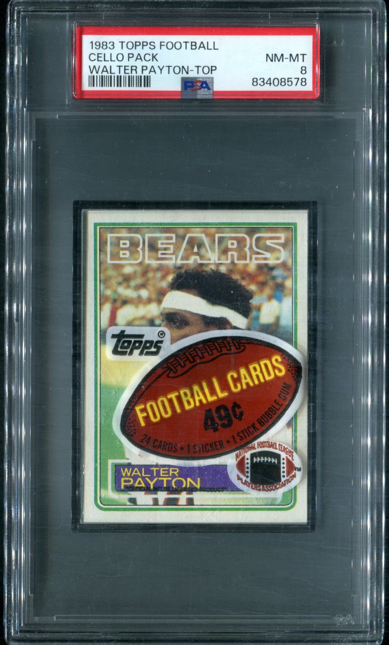 1983 Topps Football Unopened Cello Pack PSA 8 Walter Payton Top *8578
