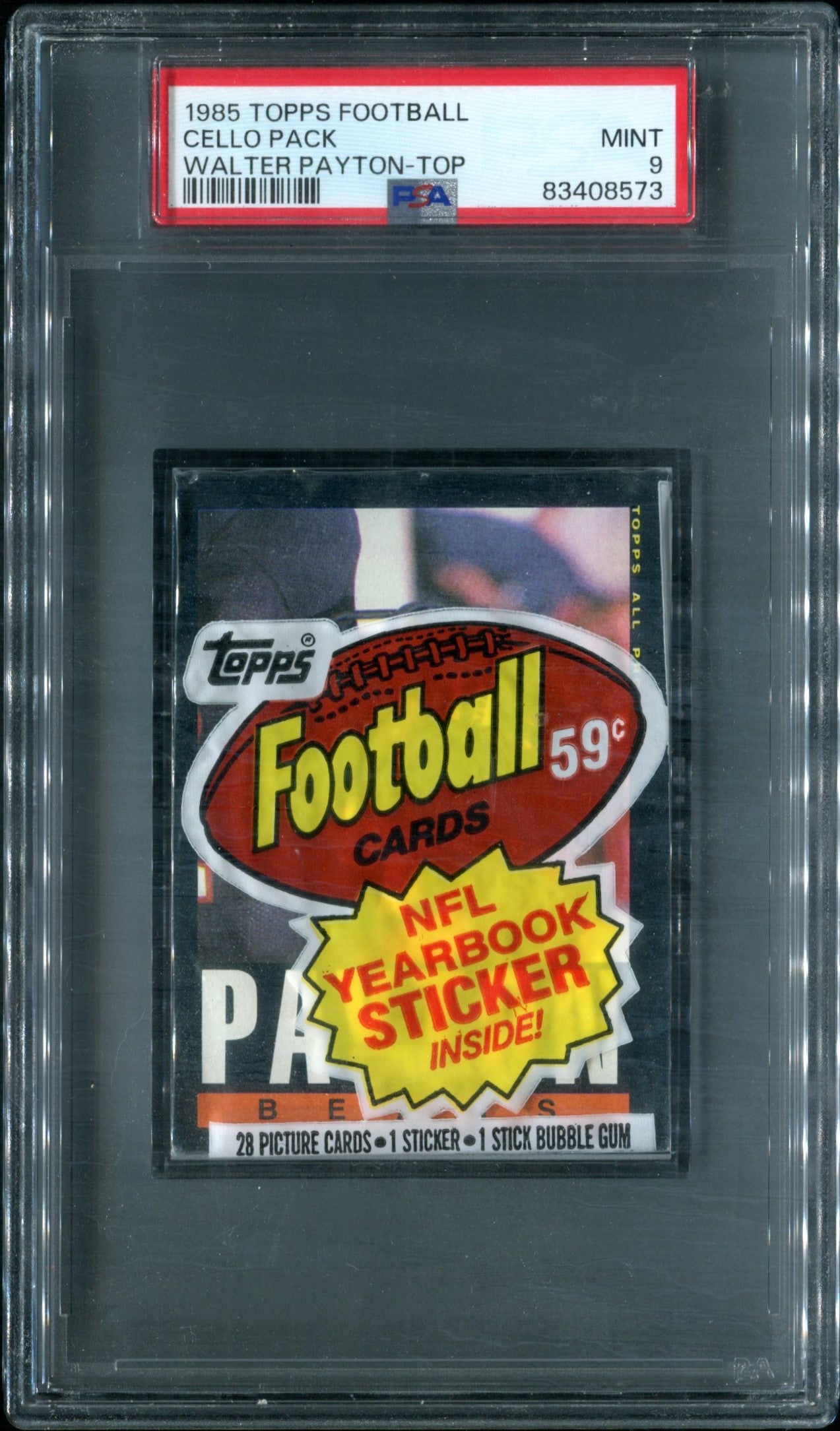 1985 Topps Football Unopened Cello Pack PSA 9 Walter Payton Top *8573