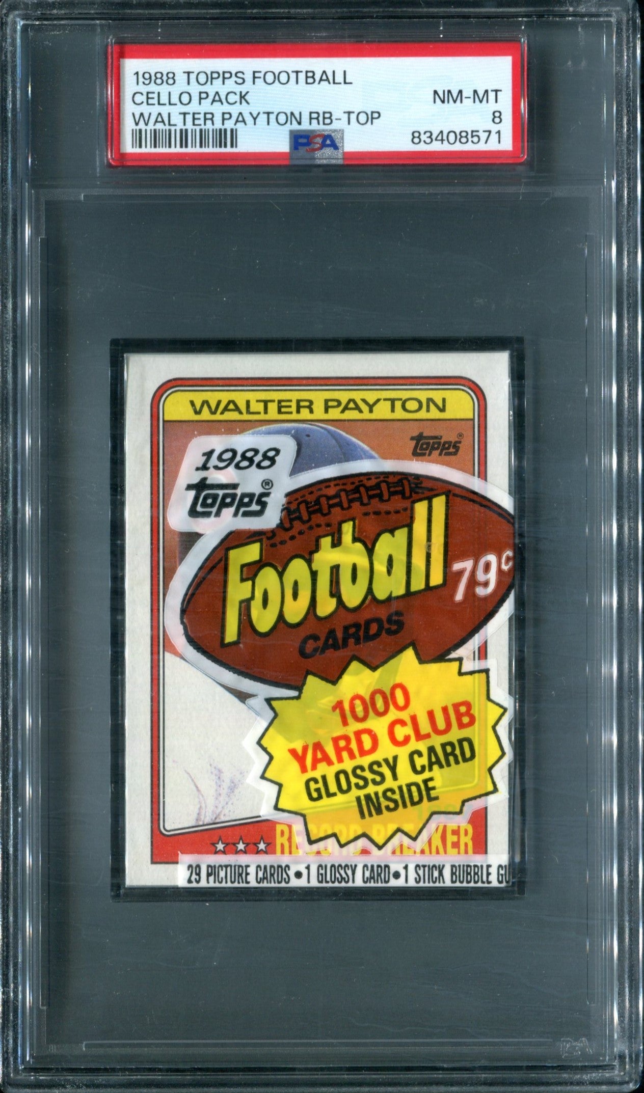 1988 Topps Football Unopened Cello Pack PSA 8 Walter Payton RB Top *8571