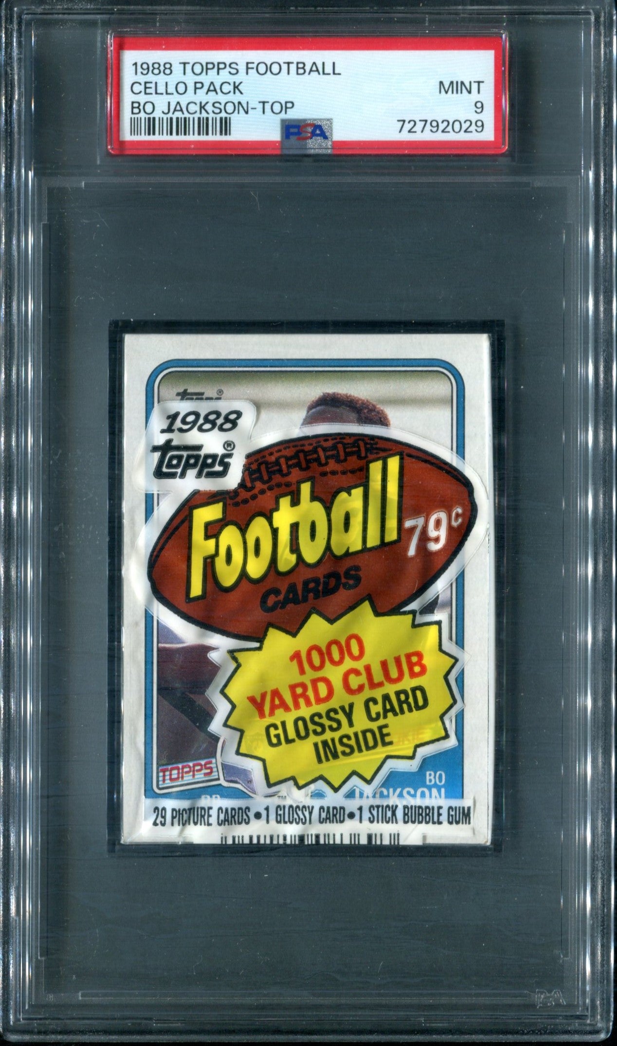 1988 Topps Football Unopened Cello Pack PSA 9 Bo Jackson RC Top *2029