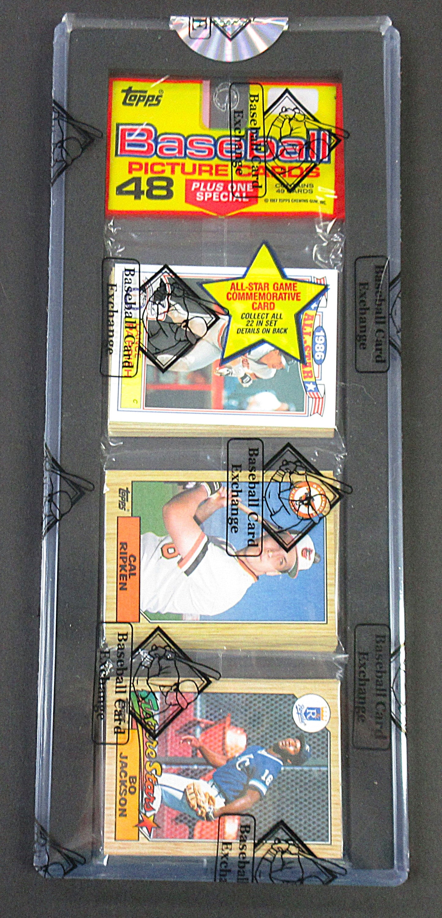 1987 Topps Baseball Unopened Rack Pack (Bo Jackson / Cal Ripken Jr. Top) (BBCE) (27765)