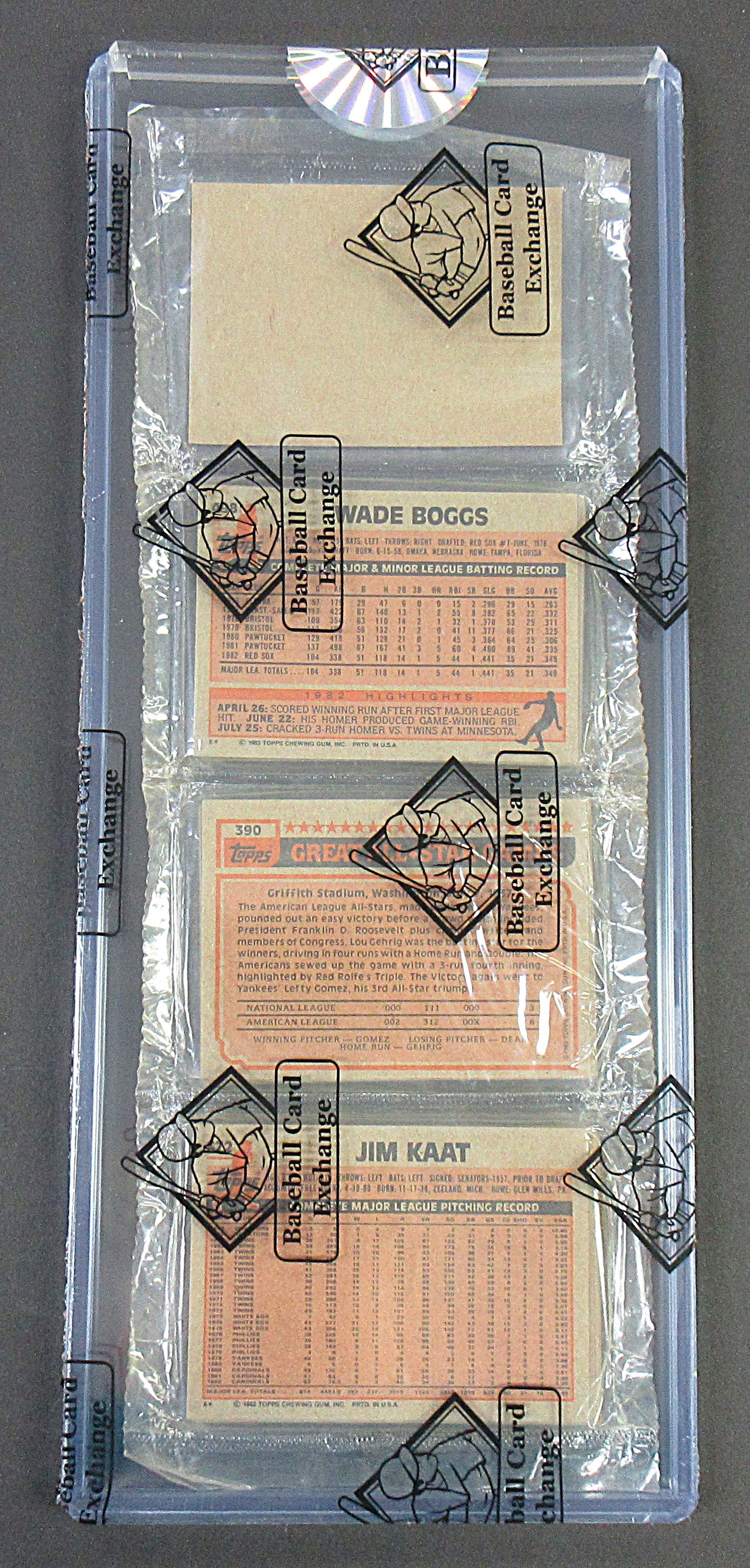 1983 Topps Baseball Unopened Rack Pack (Wade Boggs RC Back) (BBCE) (27774)