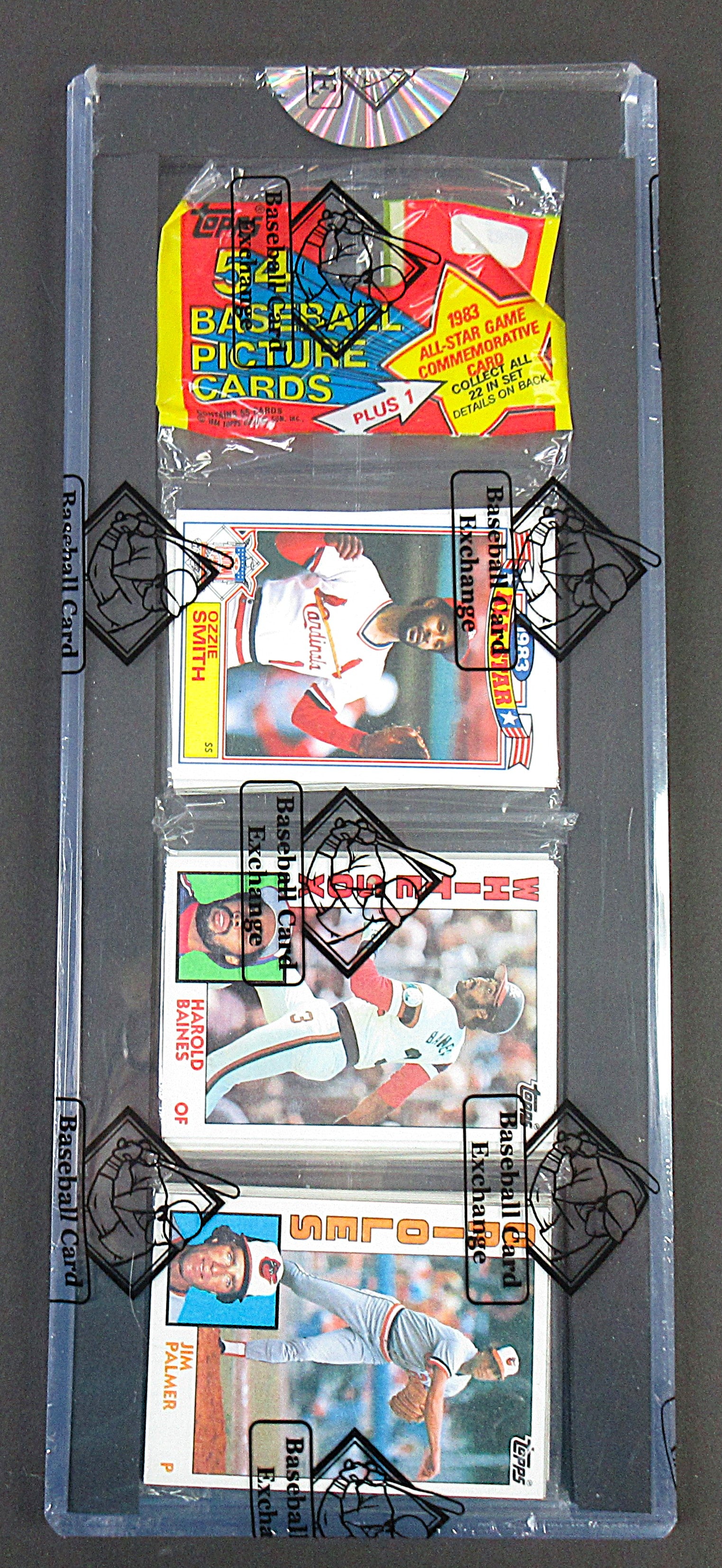 1984 Topps Baseball Unopened Rack Pack (Baines and Palmer Top) (Martin and Eckersley Back) (BBCE) (27781)