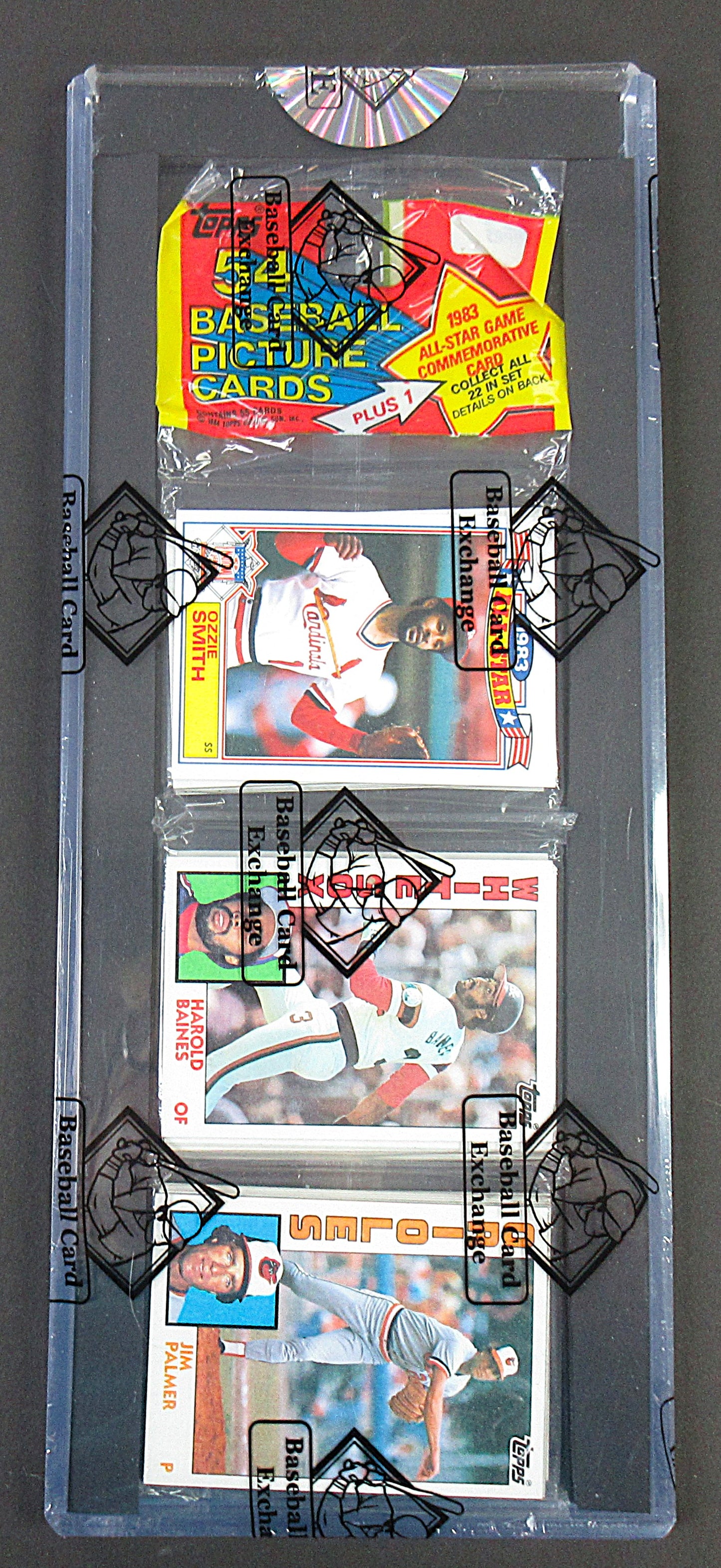 1984 Topps Baseball Unopened Rack Pack (Baines and Palmer Top) (Martin and Eckersley Back) (BBCE) (27781)