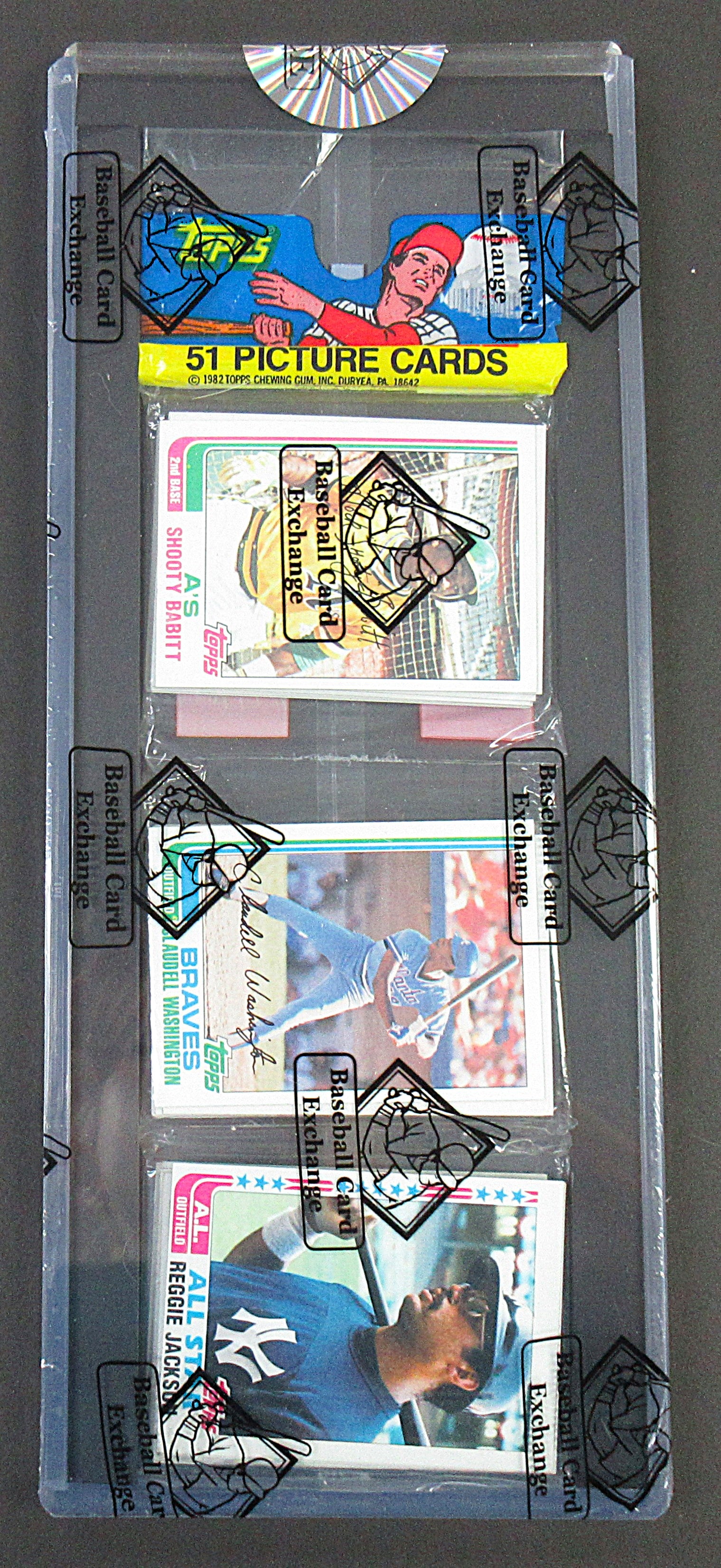 1982 Topps Baseball Unopened Rack Pack (Reggie Jackson A.S. Top) (BBCE) (27782)