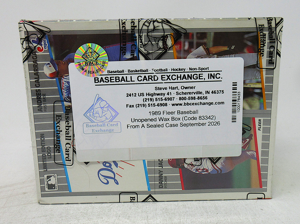 1989 Fleer Baseball Unopened Wax Box (FASC) (Code 83342)