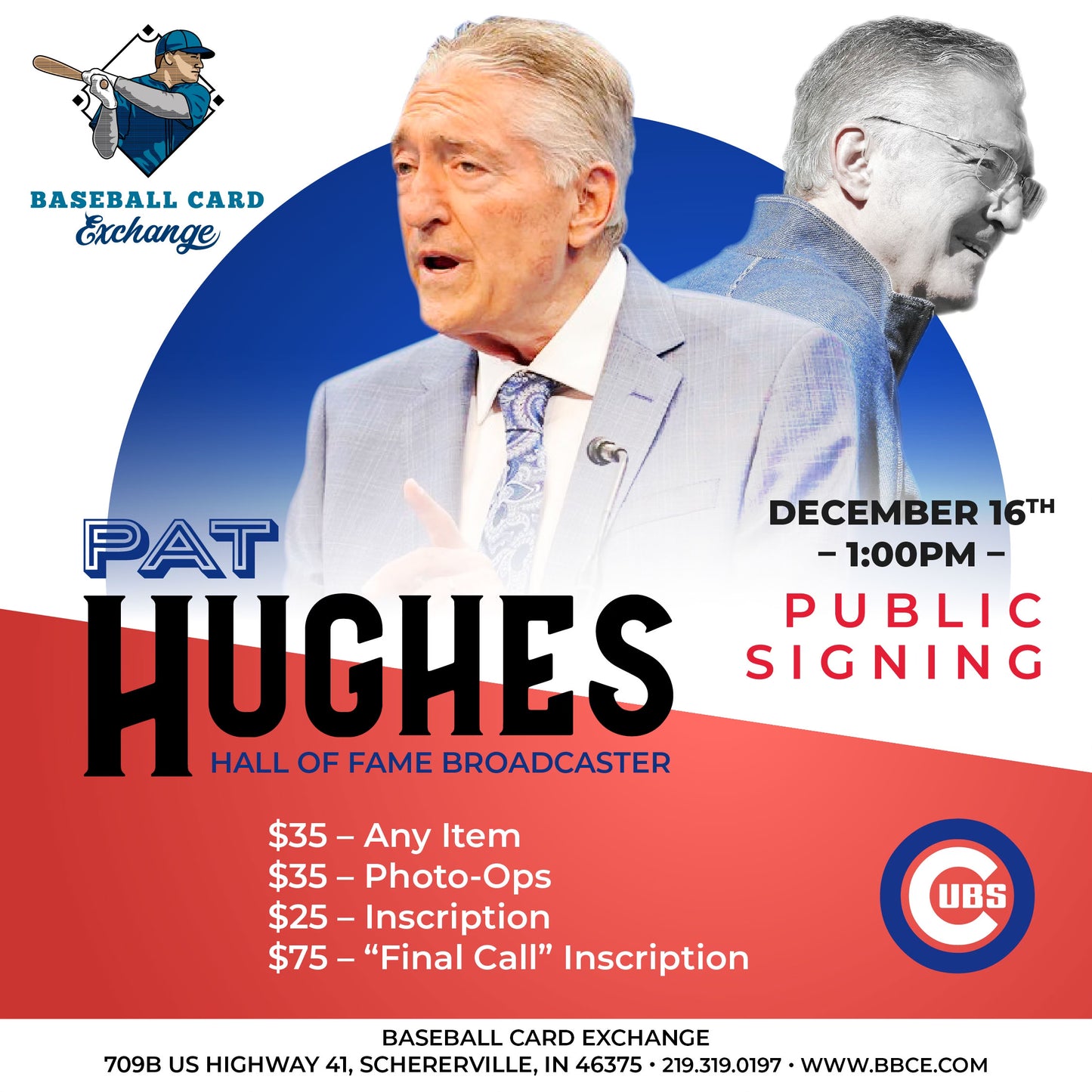 Pat Hughes Public Signing---Inscription Ticket