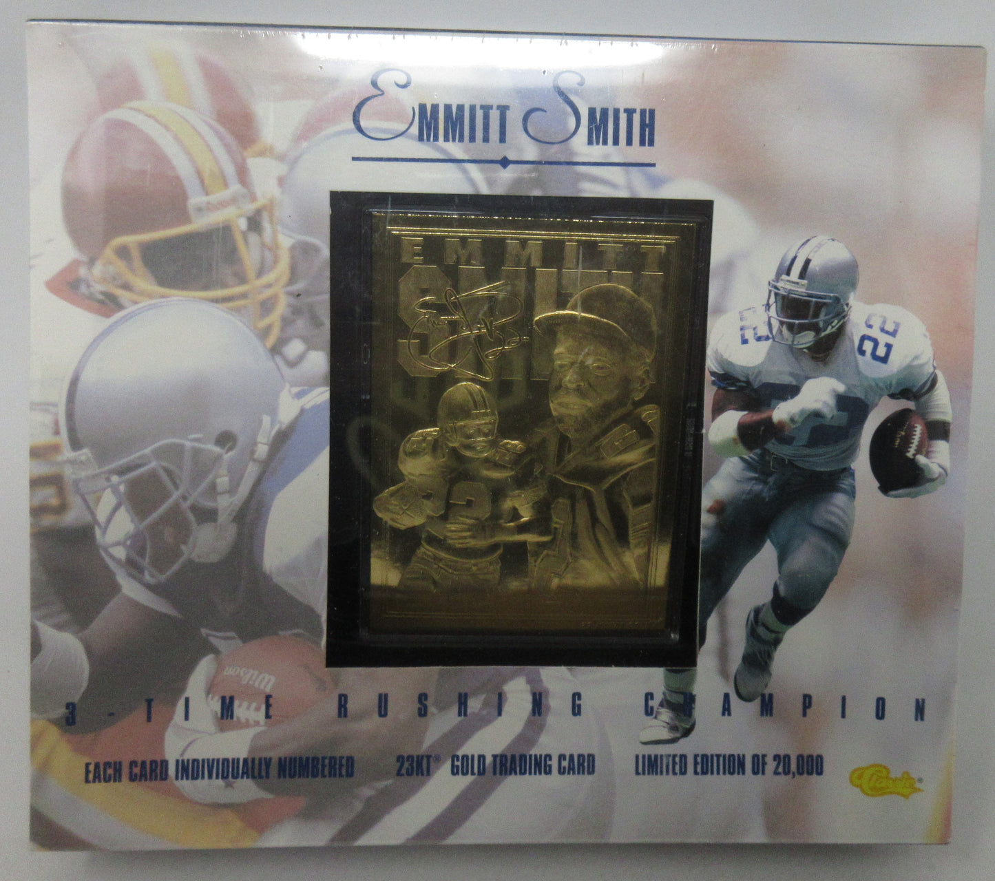 1995 Classic Football Emmitt Smith 23KT Gold 3 Time Rushing Champion Box (1)