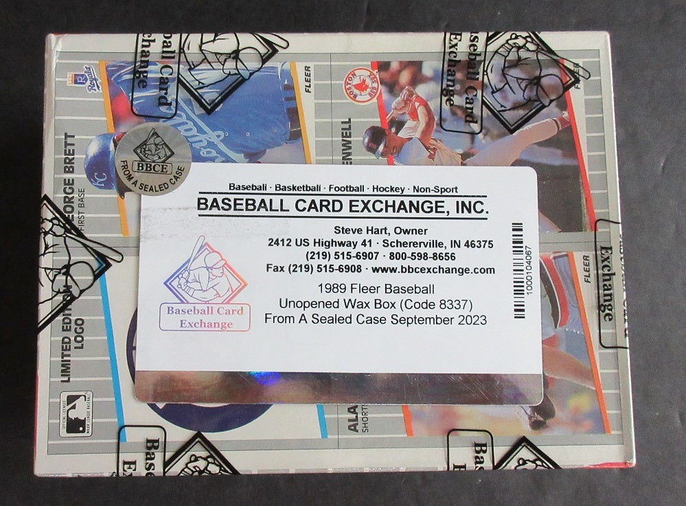 1989 Fleer Baseball Unopened Wax Box (FASC) (Code 8337)