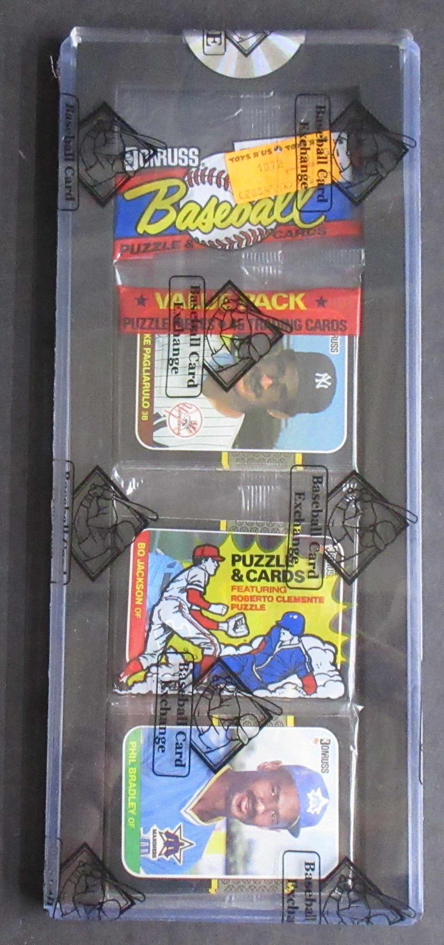 1987 Donruss Baseball Unopened Rack Pack (Bo Jackson Top) (BBCE) (27552)
