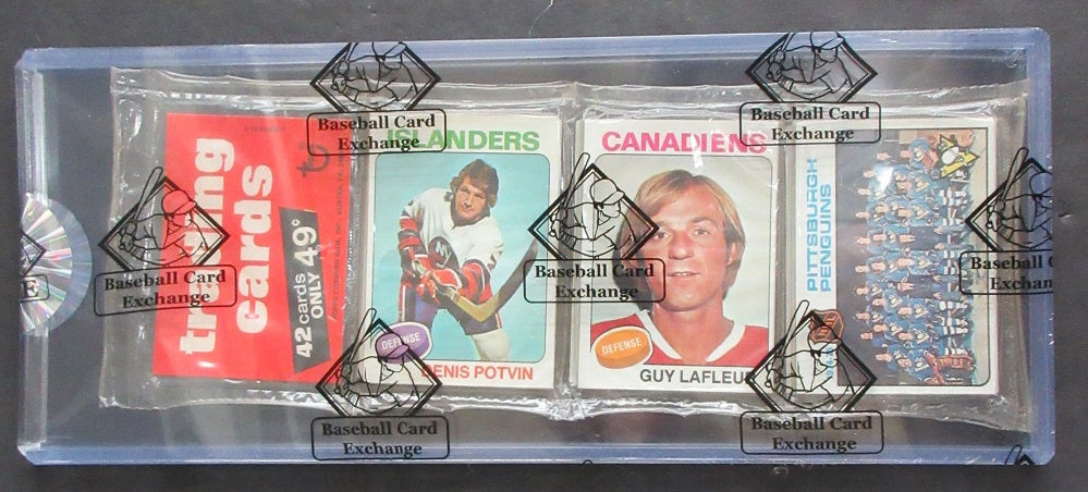 1975/76 Topps Hockey Unopened Rack Pack (BBCE) (Potvin Top) (Lafleur Top)