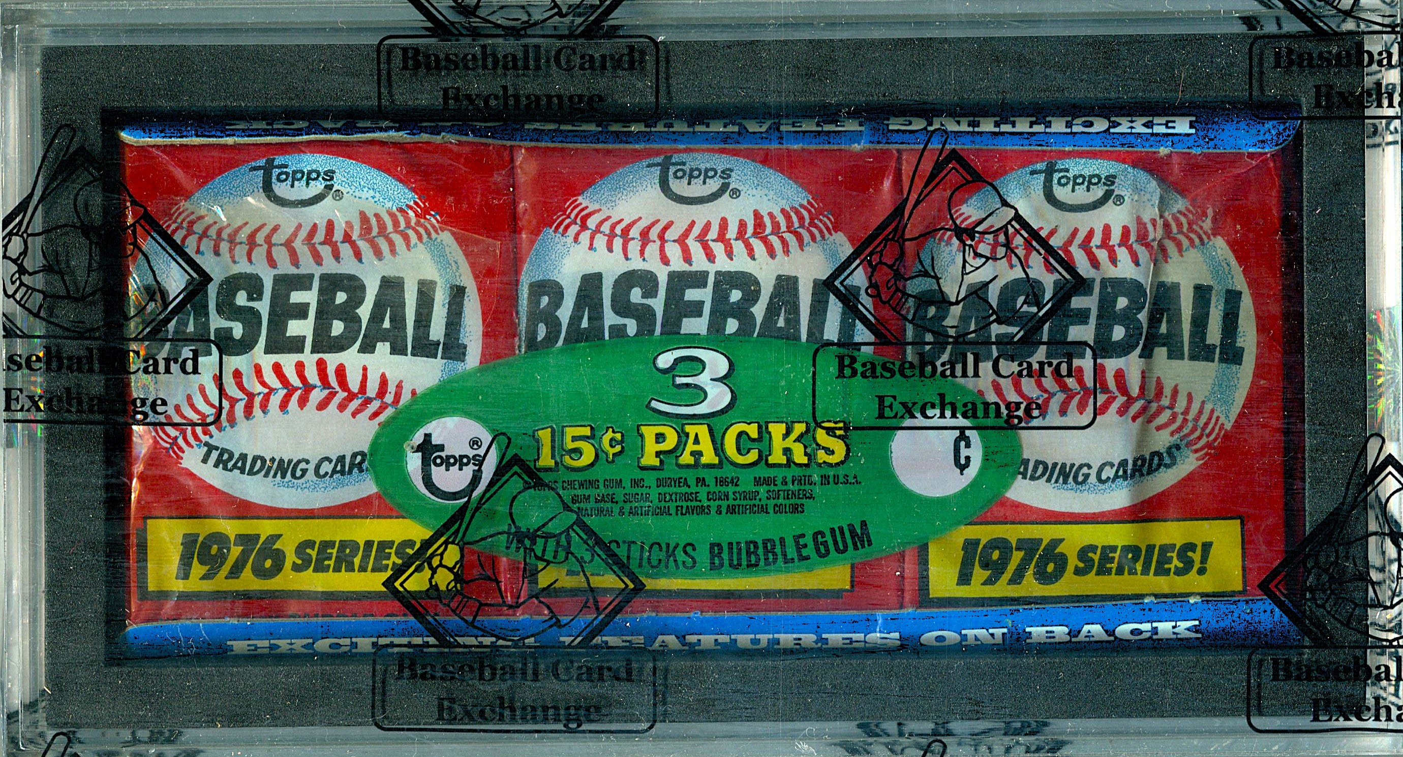 1976 Topps Baseball Unopened Wax Pack Tray (BBCE) (27635) (Read)
