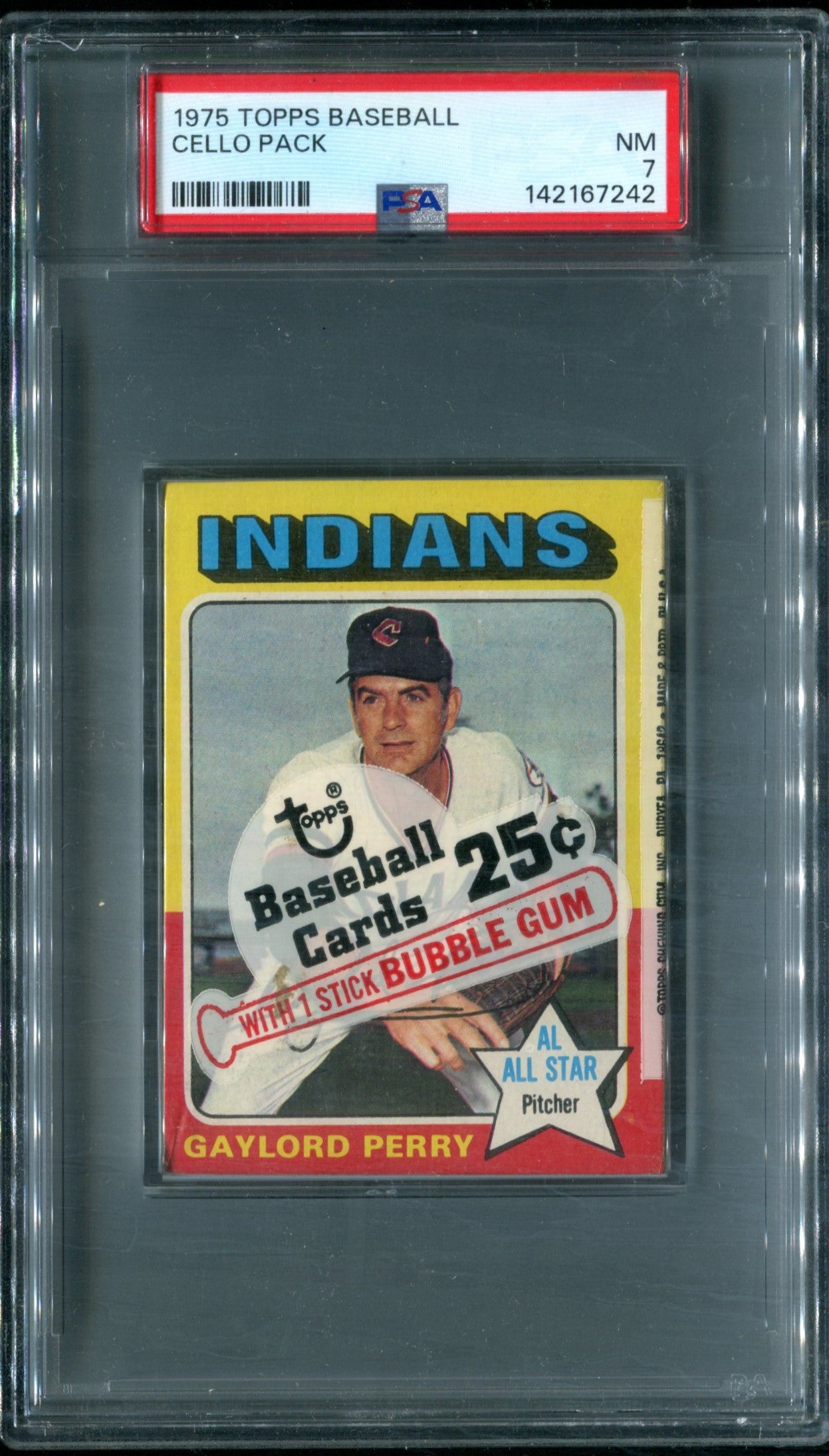 1975 Topps Baseball Unopened Cello Pack PSA 7 Gaylord Perry Top *7242