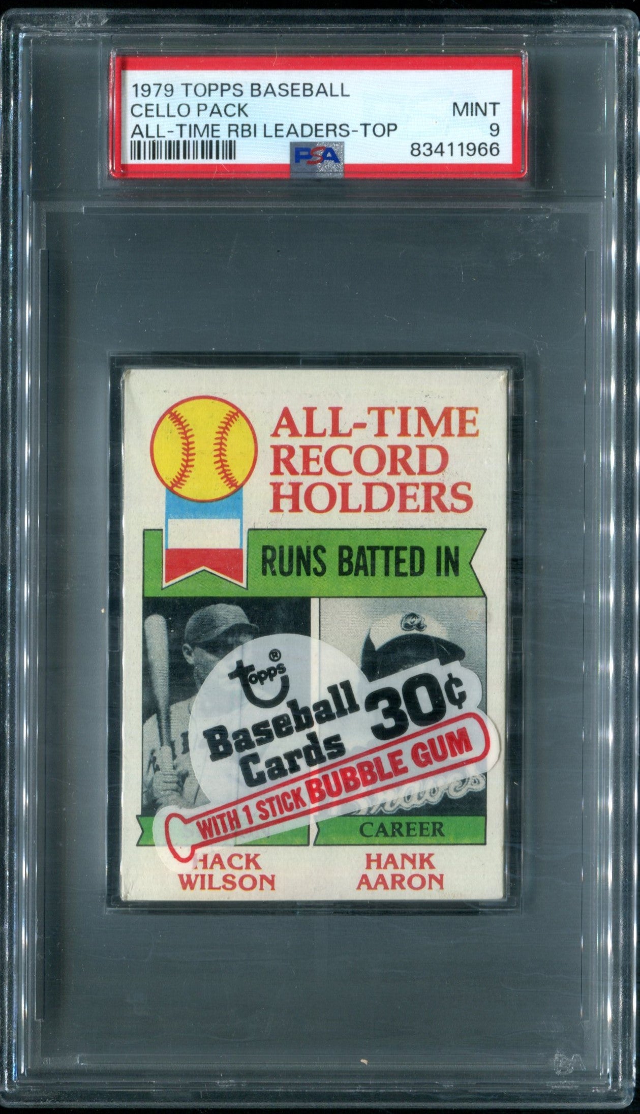 1979 Topps Baseball Unopened Cello Pack PSA 9 ATRH - RBIs - Wilson / Aaron Top *1966