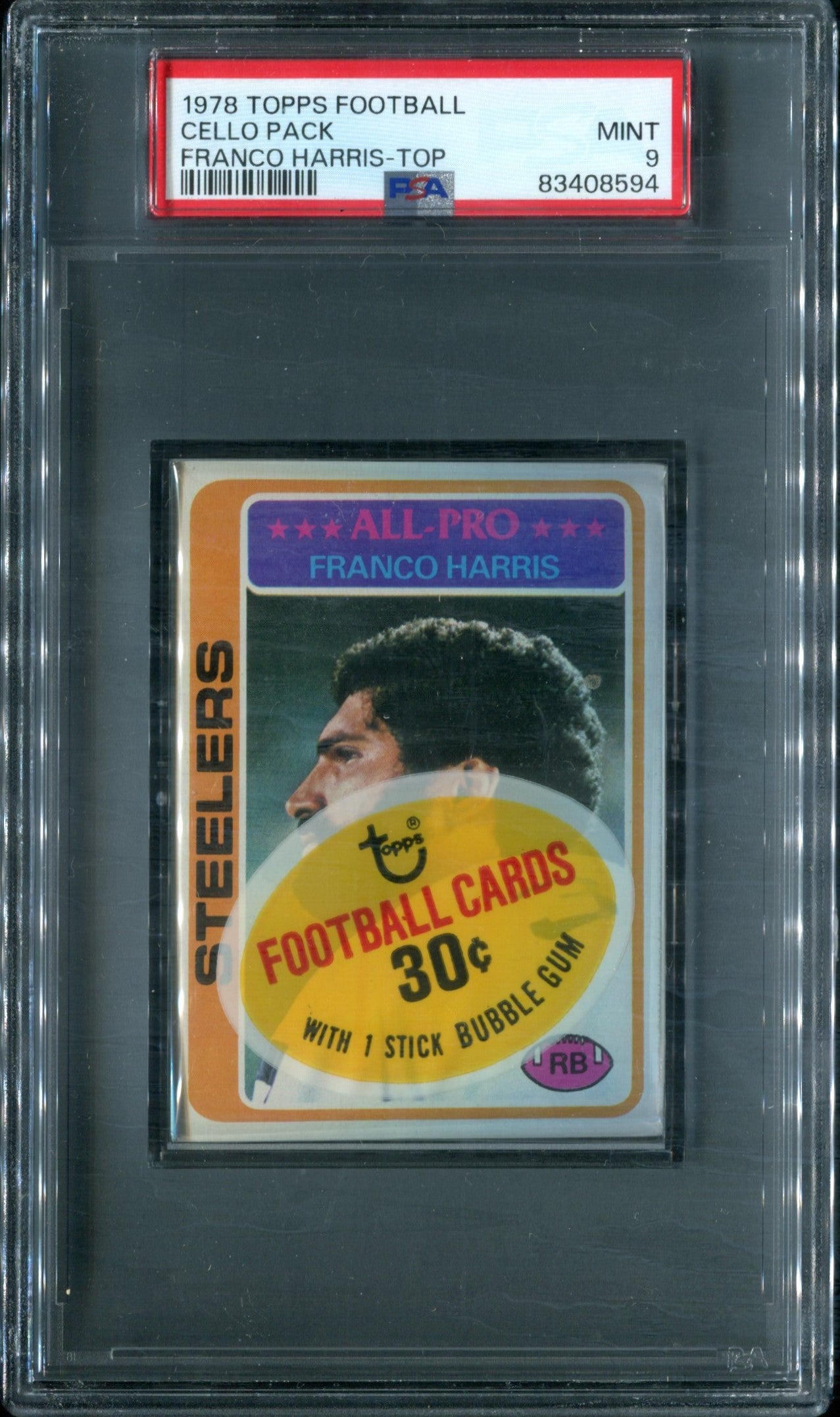 1978 Topps Football Unopened Cello Pack PSA 9 Franco Harris Top *8594