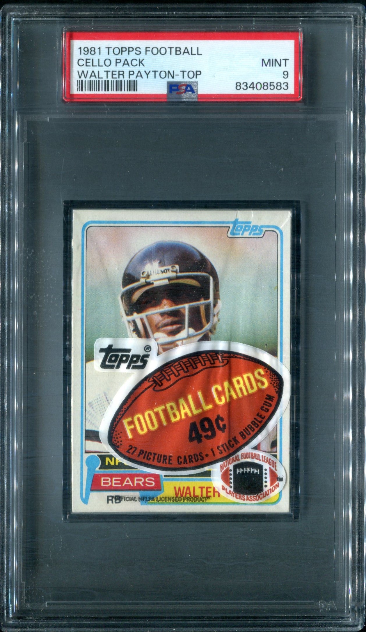 1981 Topps Football Unopened Cello Pack PSA 9 Walter Payton Top *8583
