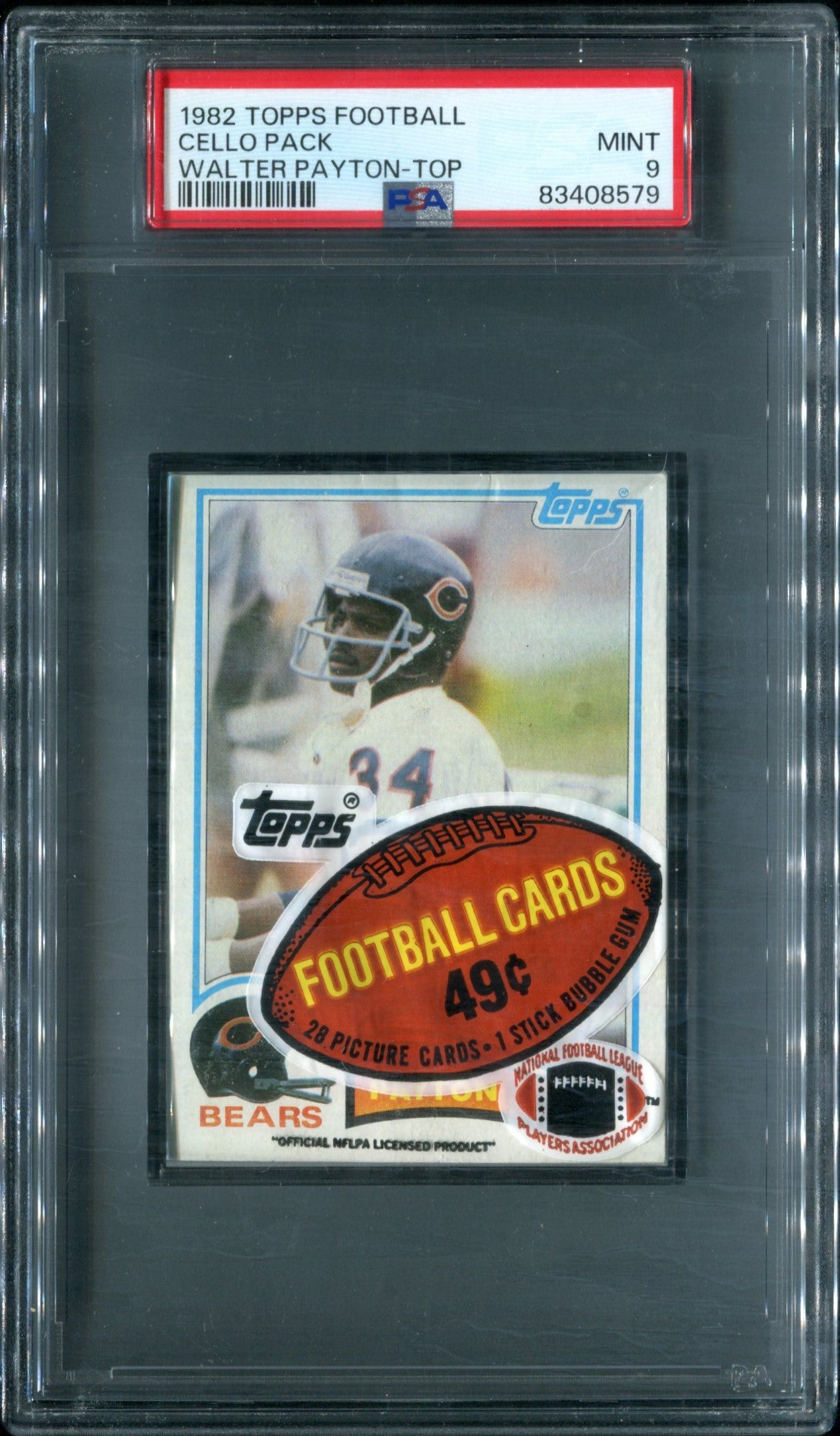 1982 Topps Football Unopened Cello Pack PSA 9 Walter Payton Top *8579