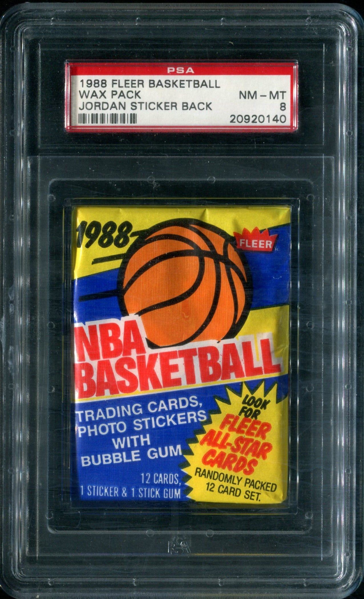 1988 1988/89 Fleer Basketball Unopened Wax Pack PSA 8 Michael Jordan Sticker Back *0140