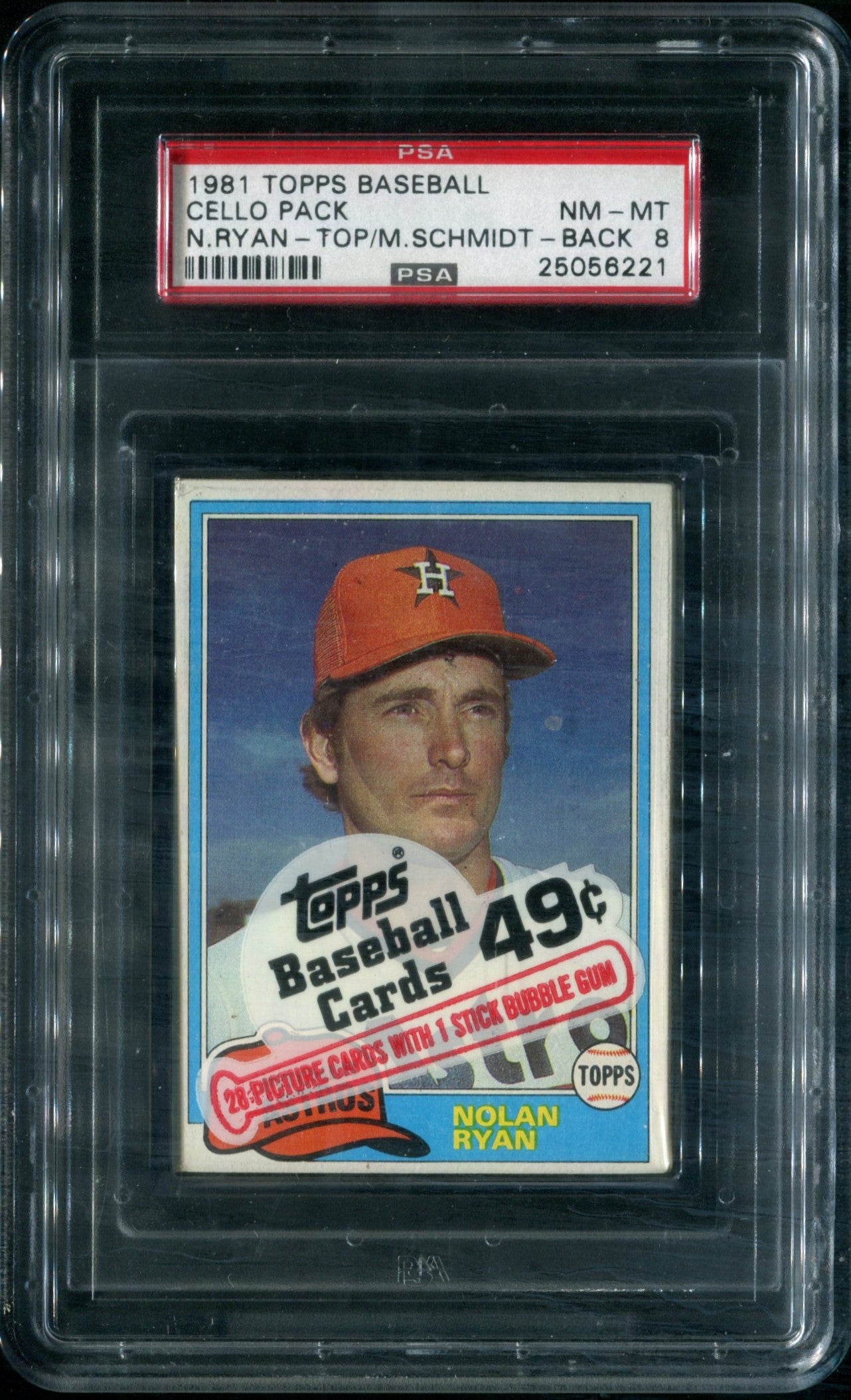 1981 Topps Baseball Unopened Cello Pack PSA 8 Nolan Ryan Top / Schmidt Back *6221